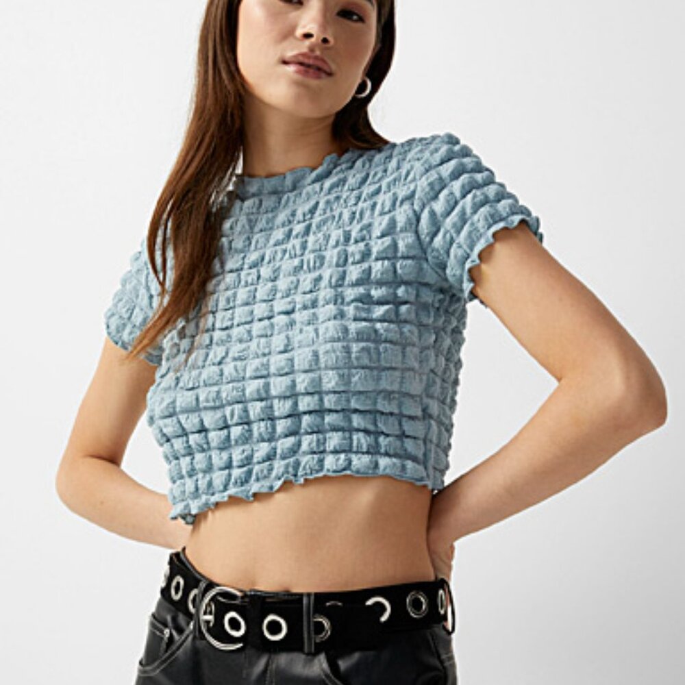 Motel Rocks Textured Short Sleeve Tee in Light Blue